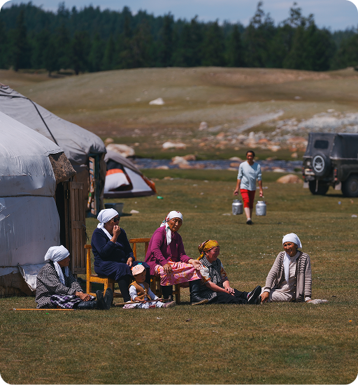 People gathering outdoors